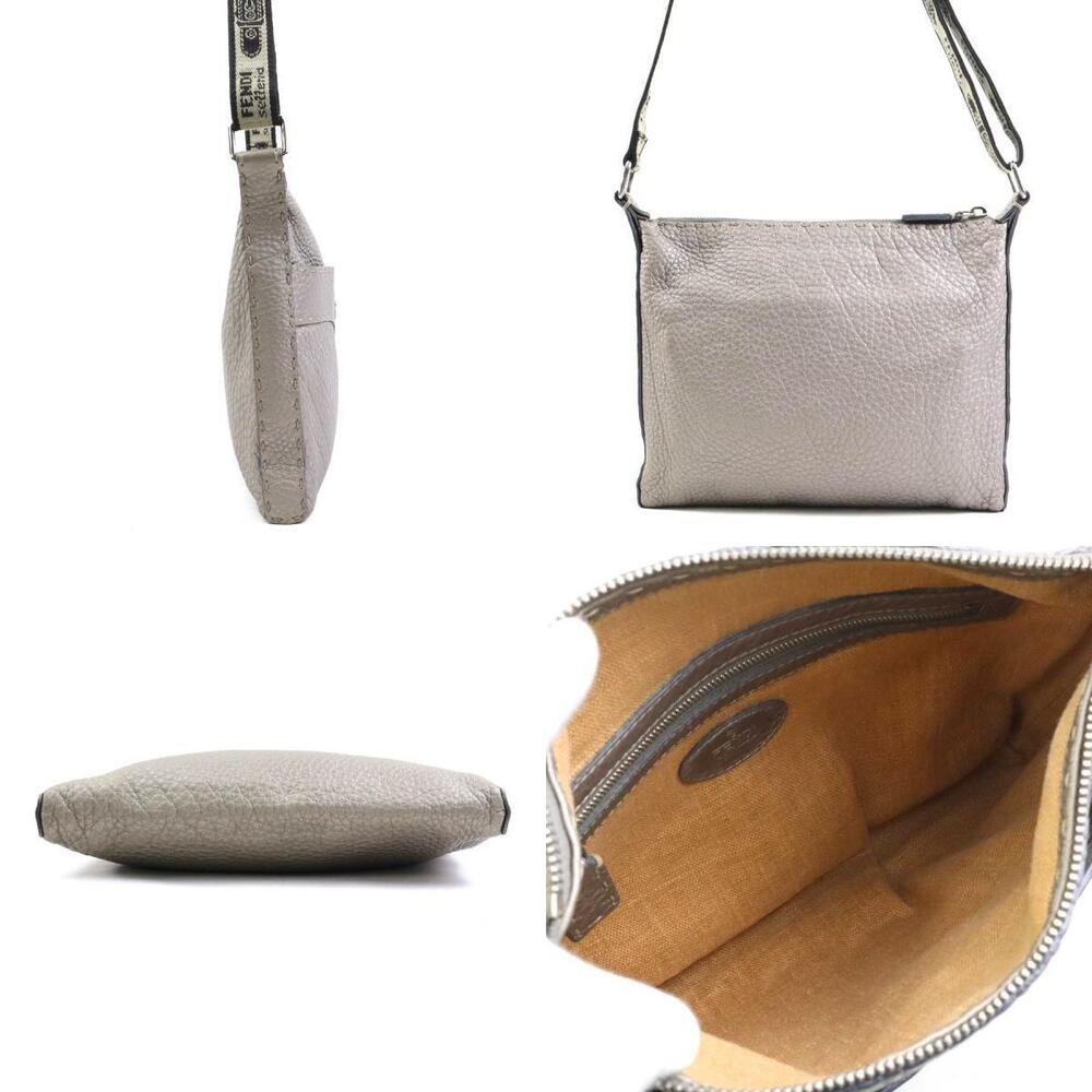 Fendi gray shoulder crossbody metallic Selleria canvas silver leather bag